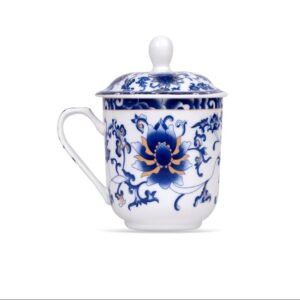 Mug with Lid Blue and White